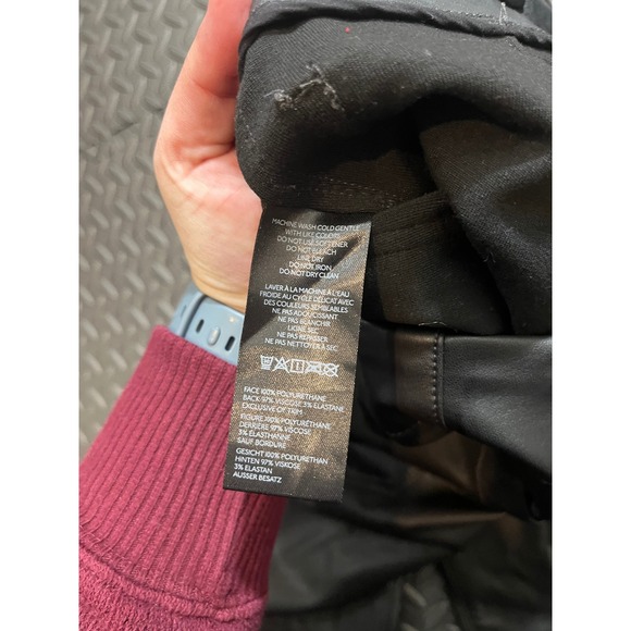 Maeve The Colette Full Length Pants Womens 27 Black Faux Leather Wide Leg - Picture 4 of 9